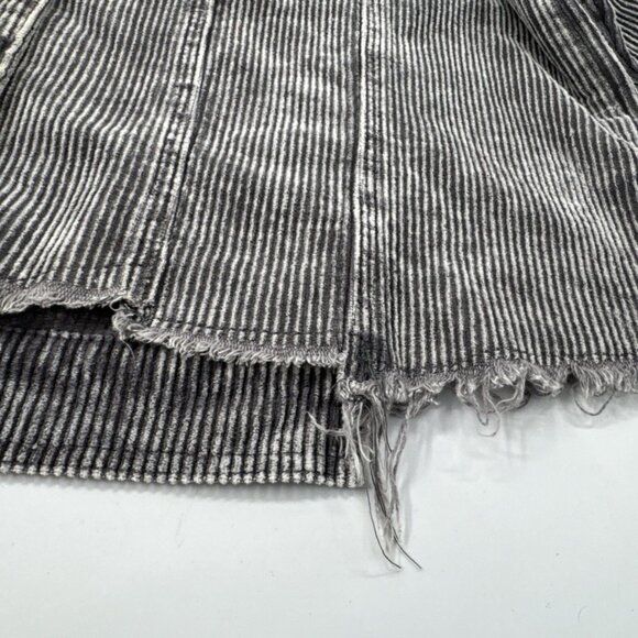 POL Distressed Corduroy Jacket Womens Large Gray Raw Frayed Oversized Crop Indie - Picture 4 of 15